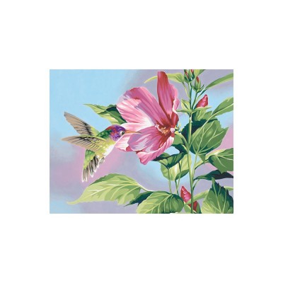 Peinture par Numéros 11x14" : Colibri et Hibiscus